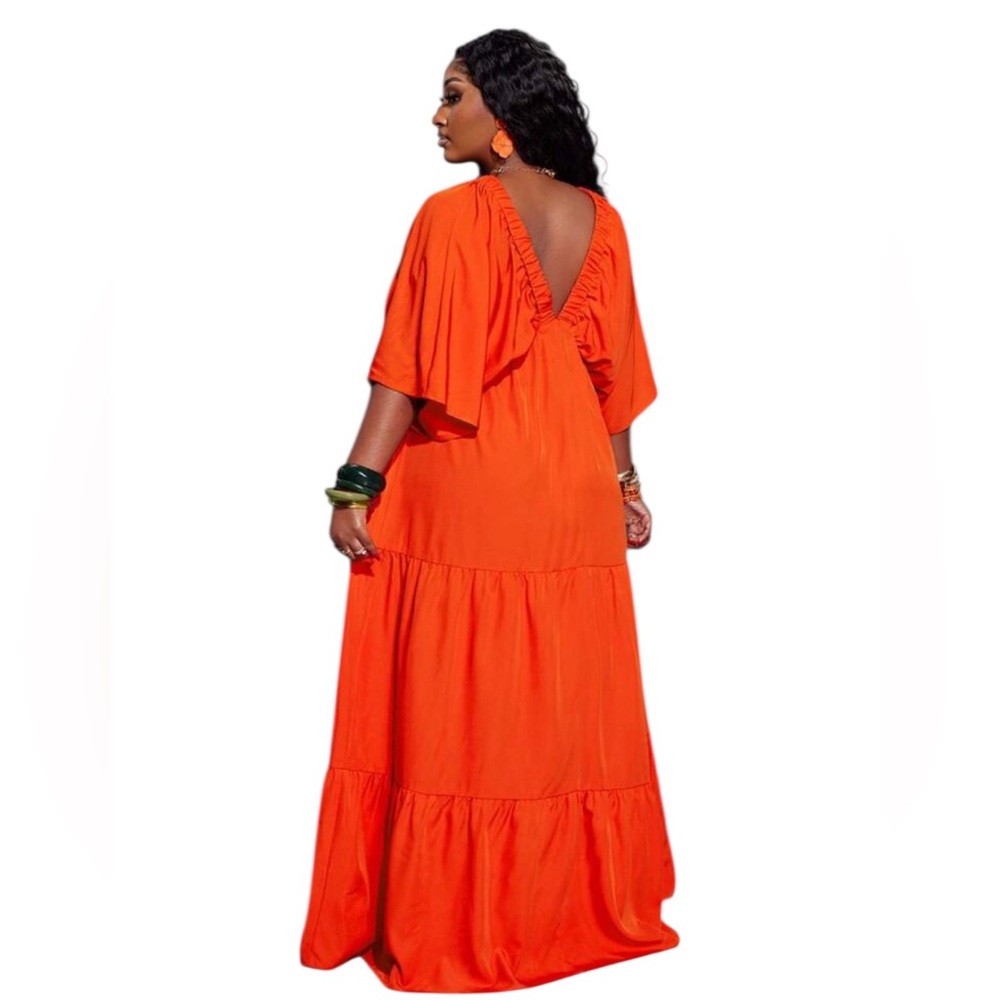SHEIN Vibrant Orange Maxi Dress - Picture 4 of 16